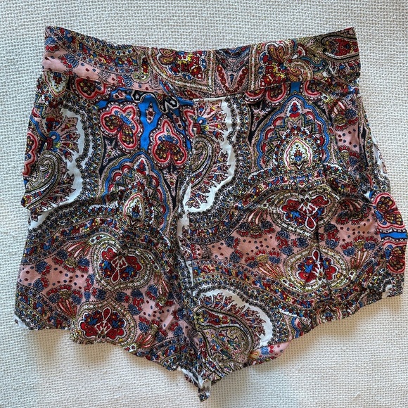Cleobella Pants - Cleobella Multicolor Paisley High Waist Shorts